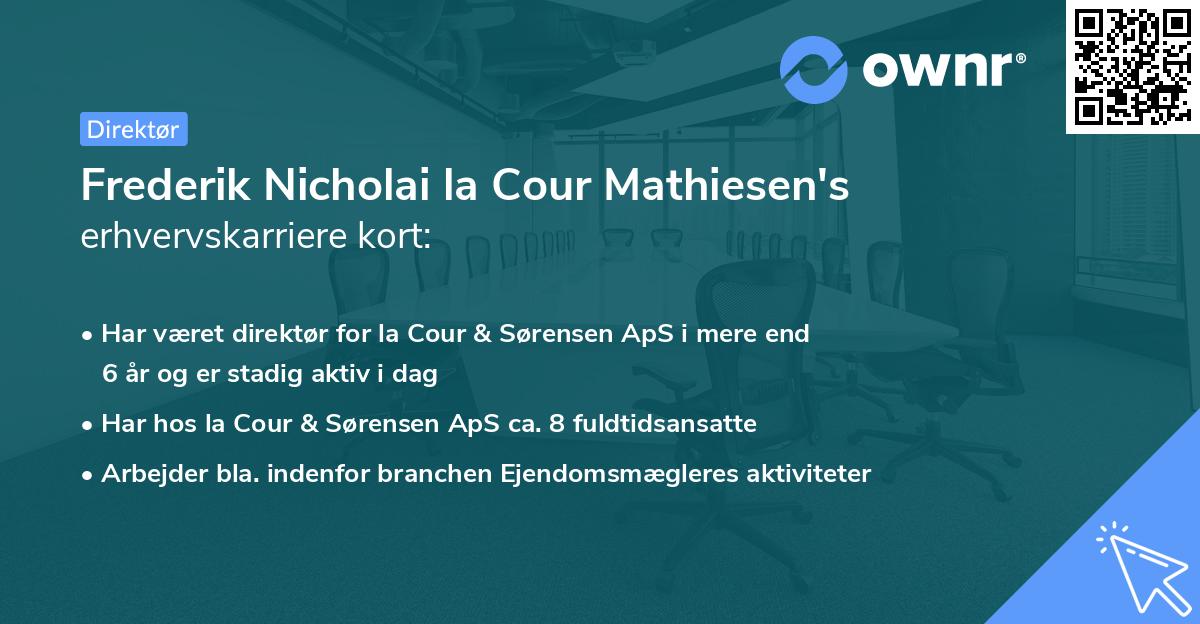 Frederik Nicholai la Cour Mathiesen's erhvervskarriere kort