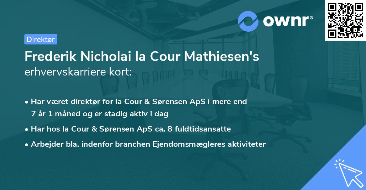 Frederik Nicholai la Cour Mathiesen's erhvervskarriere kort