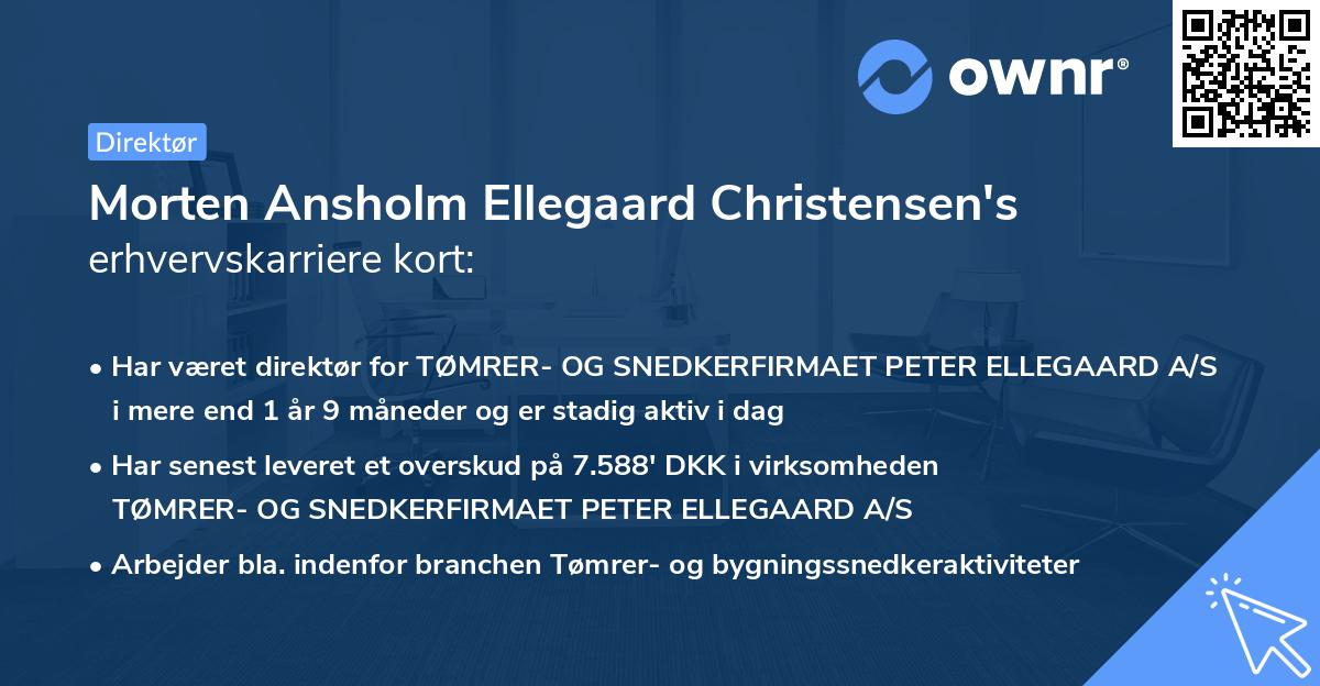 Morten Ansholm Ellegaard Christensen's erhvervskarriere kort