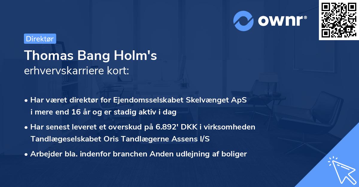 Thomas Bang Holm's erhvervskarriere kort