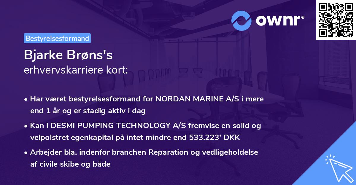 Bjarke Brøns's erhvervskarriere kort