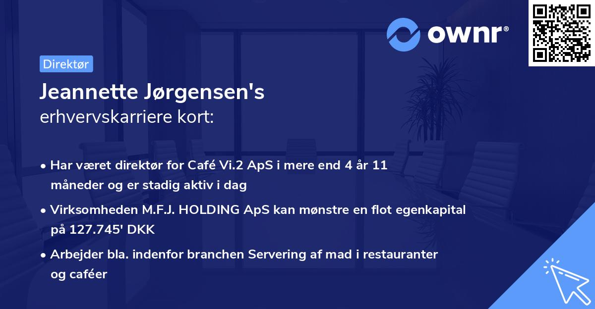Jeannette Jørgensen's erhvervskarriere kort