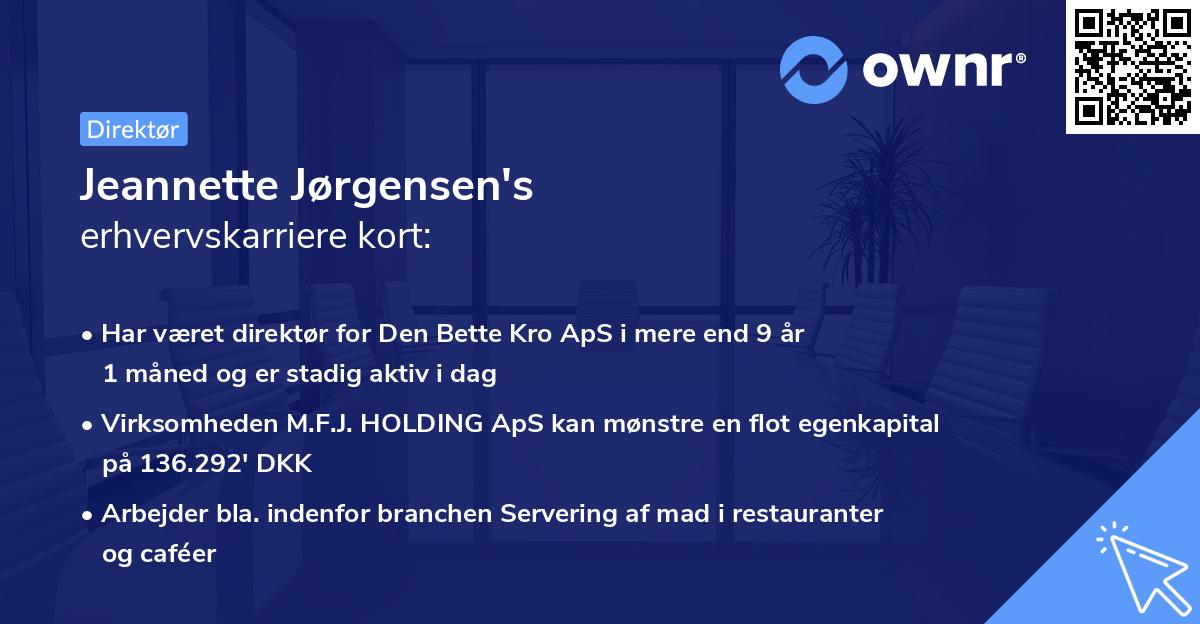 Jeannette Jørgensen's erhvervskarriere kort