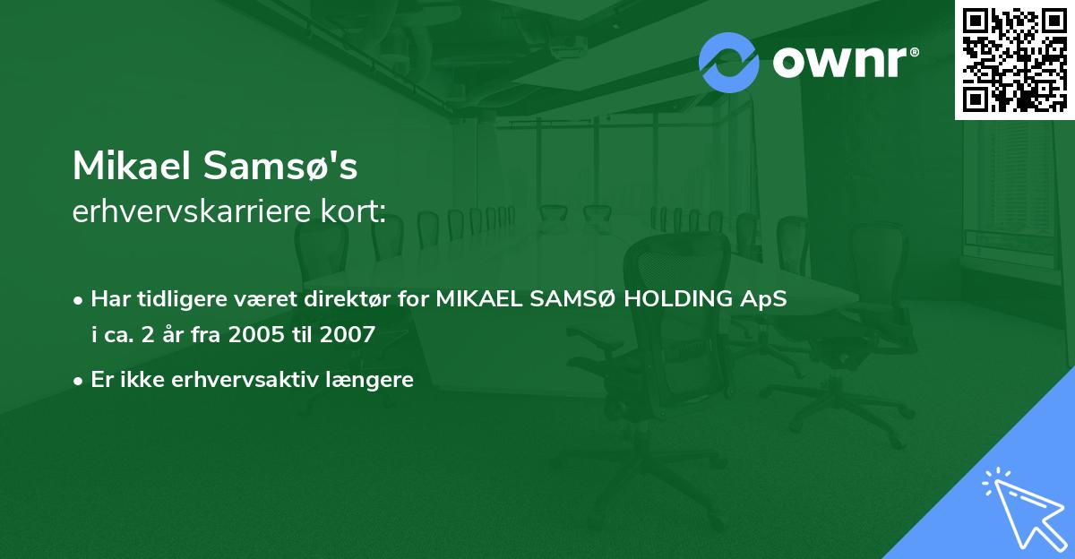 Mikael Samsø's erhvervskarriere kort