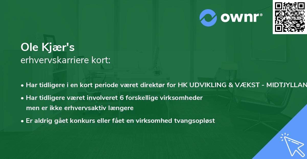 Ole Kjær's erhvervskarriere kort