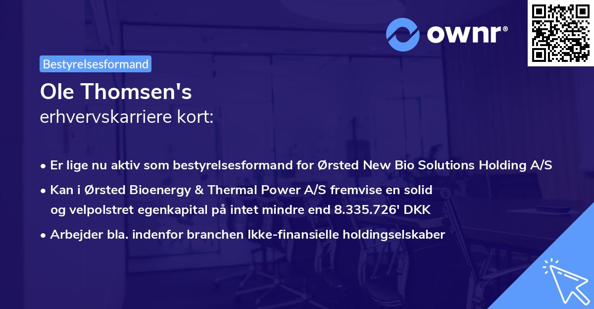 Ole Thomsen's erhvervskarriere kort