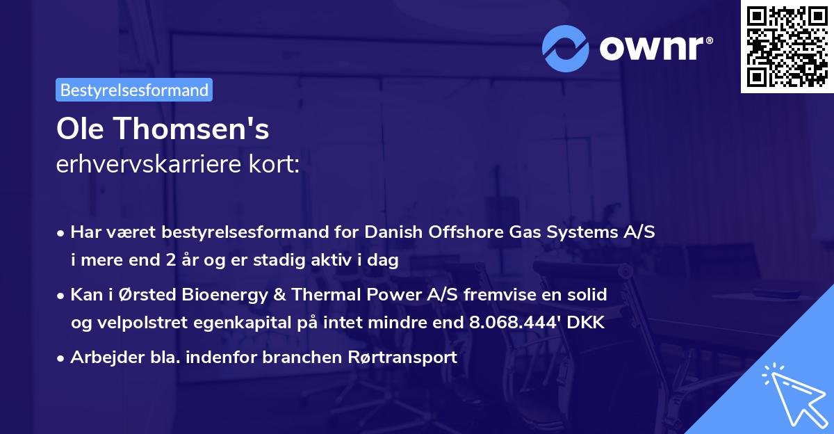 Ole Thomsen's erhvervskarriere kort