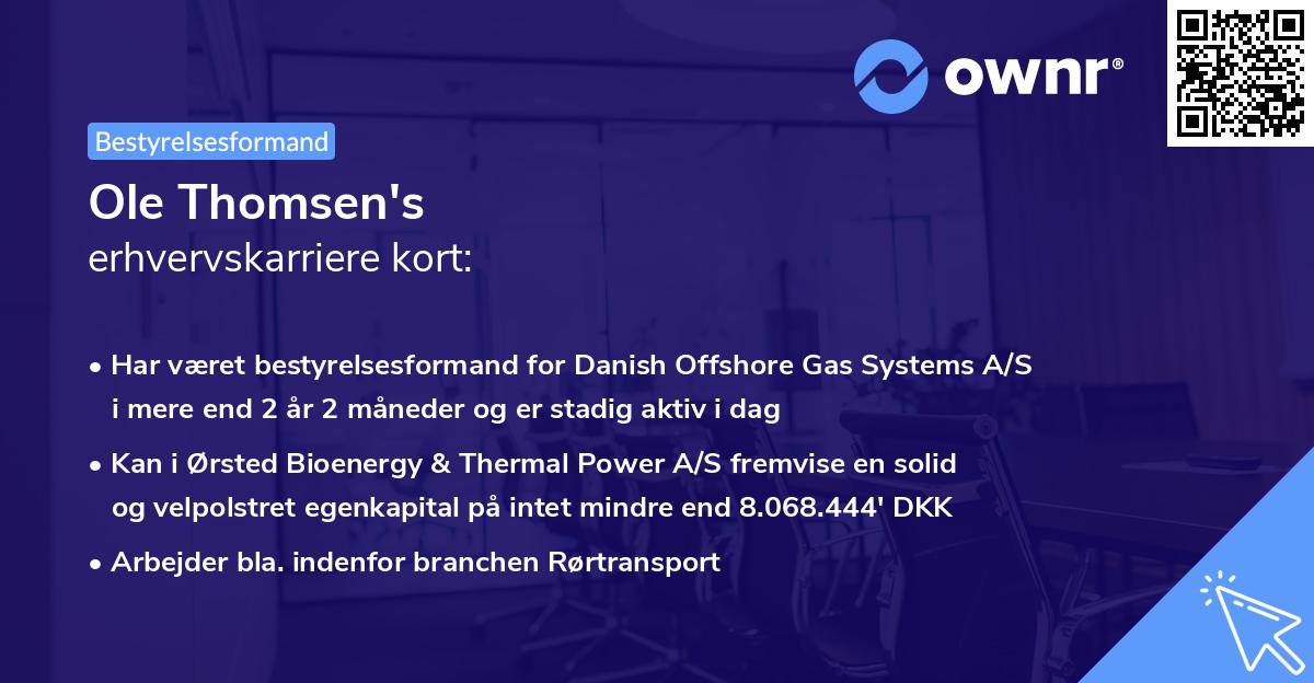 Ole Thomsen's erhvervskarriere kort
