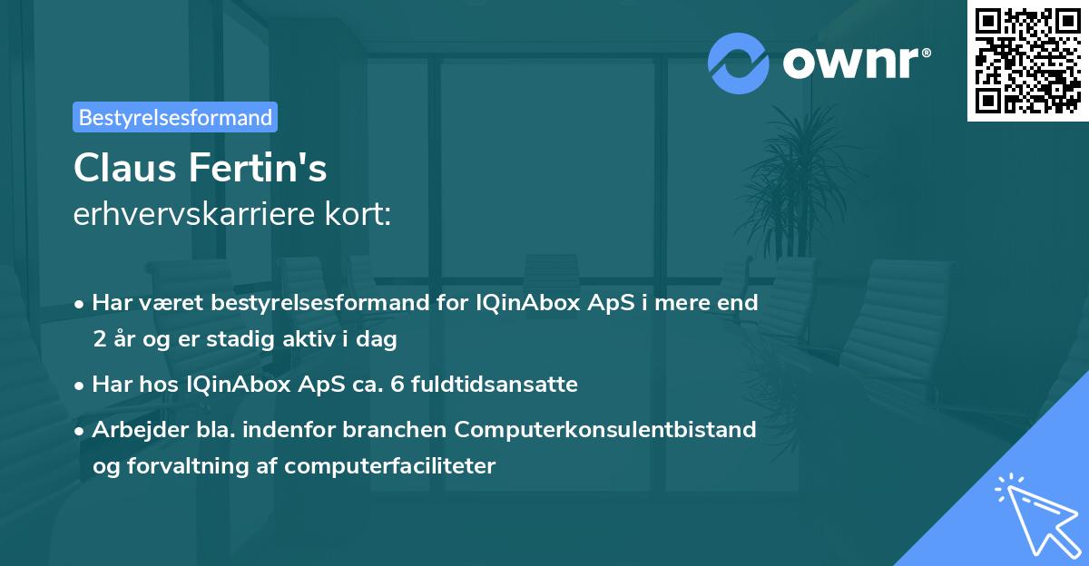 Claus Fertin's erhvervskarriere kort