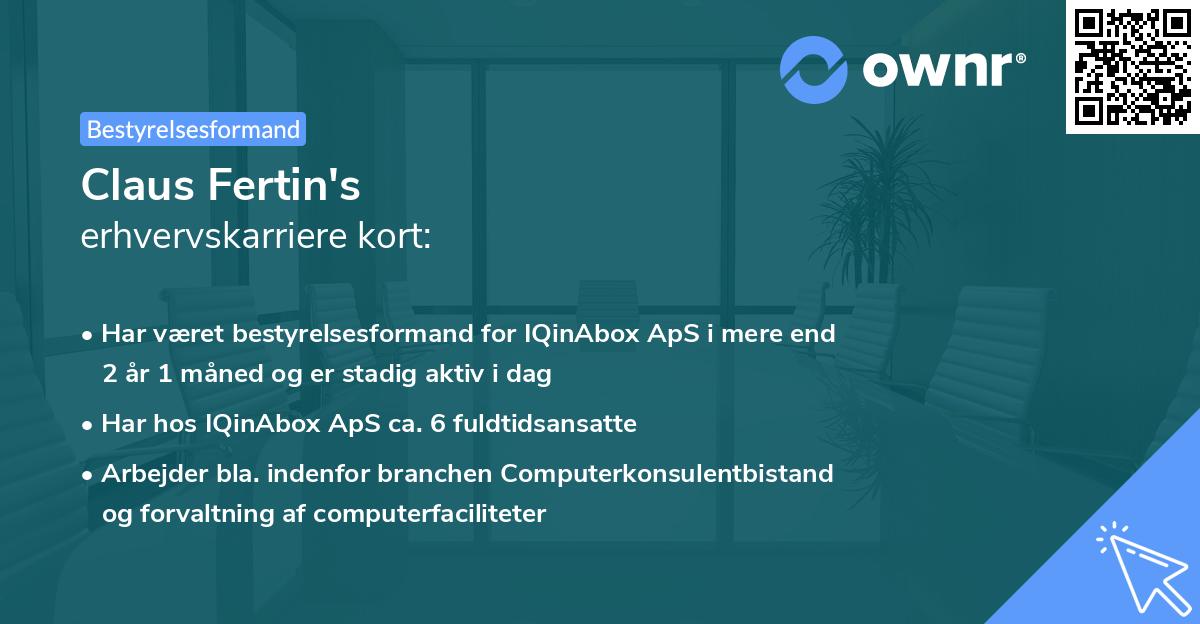 Claus Fertin's erhvervskarriere kort