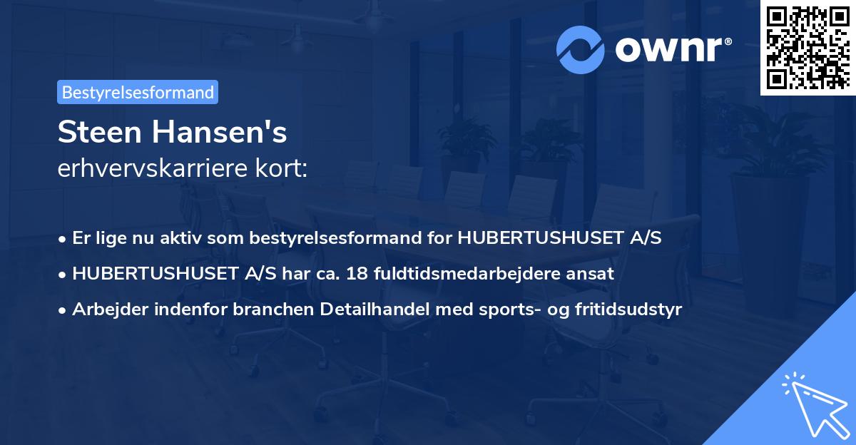 Steen Hansen's erhvervskarriere kort