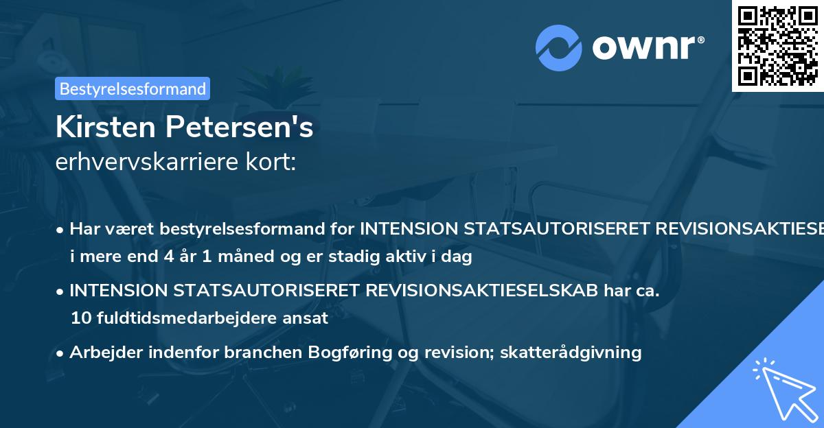 Kirsten Petersen's erhvervskarriere kort