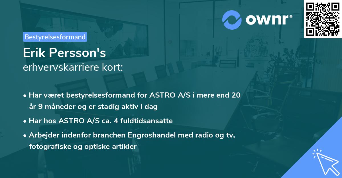 Erik Persson's erhvervskarriere kort