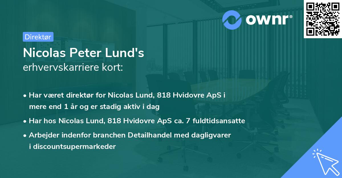 Nicolas Peter Lund's erhvervskarriere kort