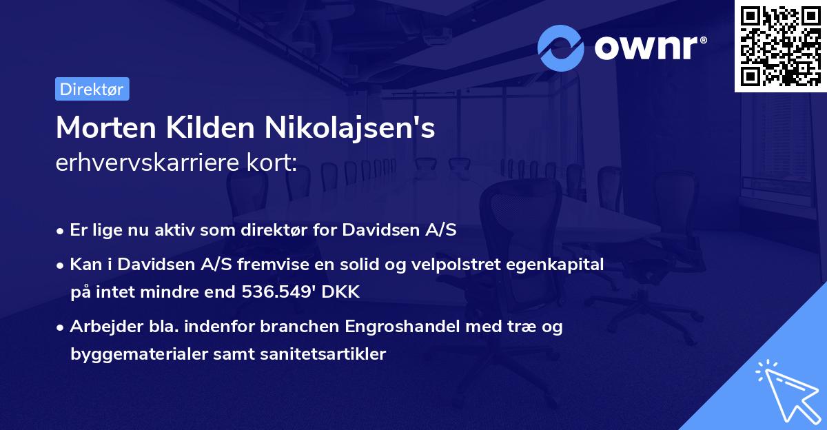 Morten Kilden Nikolajsen's erhvervskarriere kort