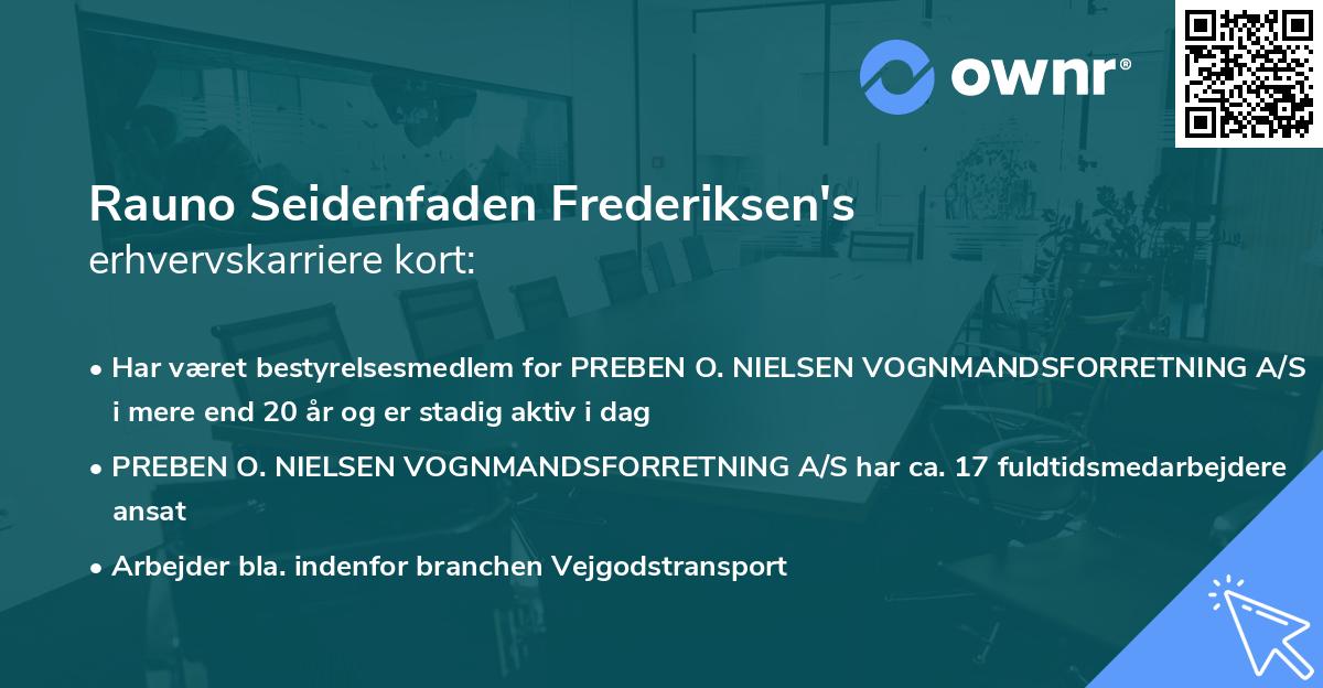 Rauno Seidenfaden Frederiksen's erhvervskarriere kort