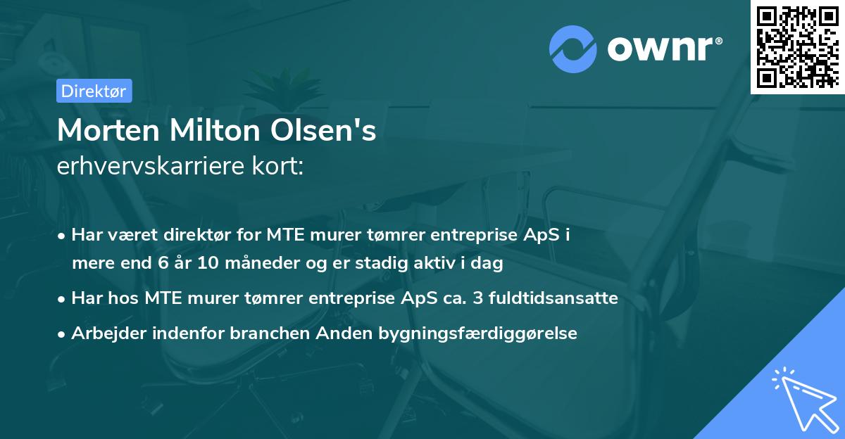 Morten Milton Olsen's erhvervskarriere kort