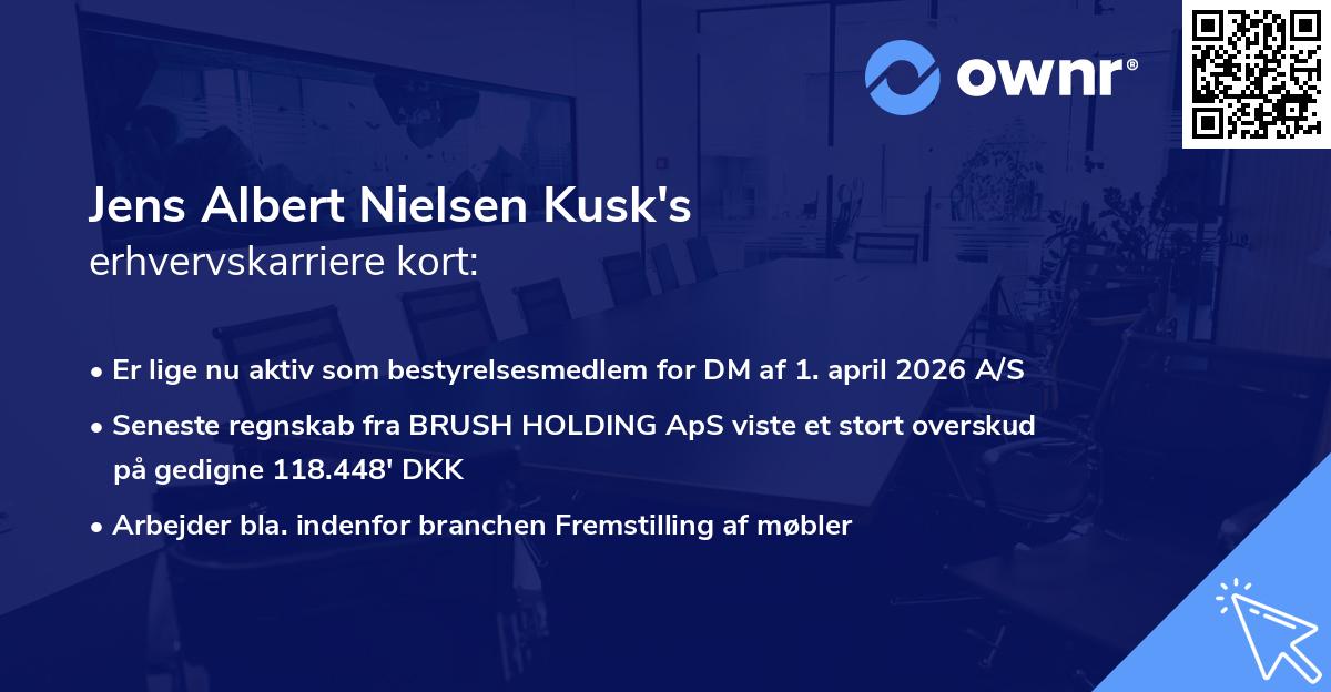 Jens Albert Nielsen Kusk's erhvervskarriere kort