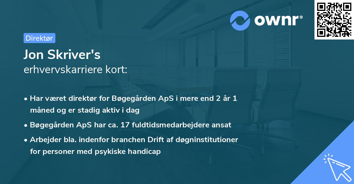 Jon Skriver's erhvervskarriere kort