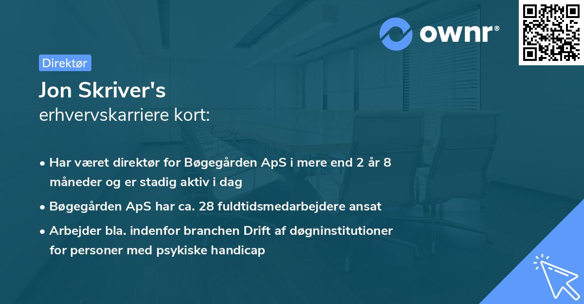 Jon Skriver's erhvervskarriere kort