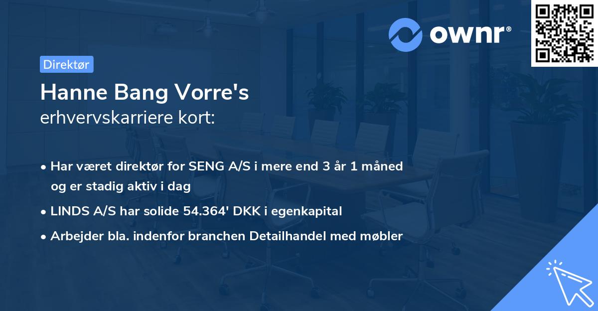 Hanne Bang Vorre's erhvervskarriere kort