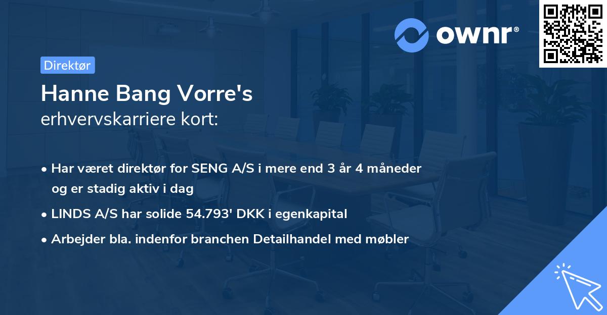 Hanne Bang Vorre's erhvervskarriere kort