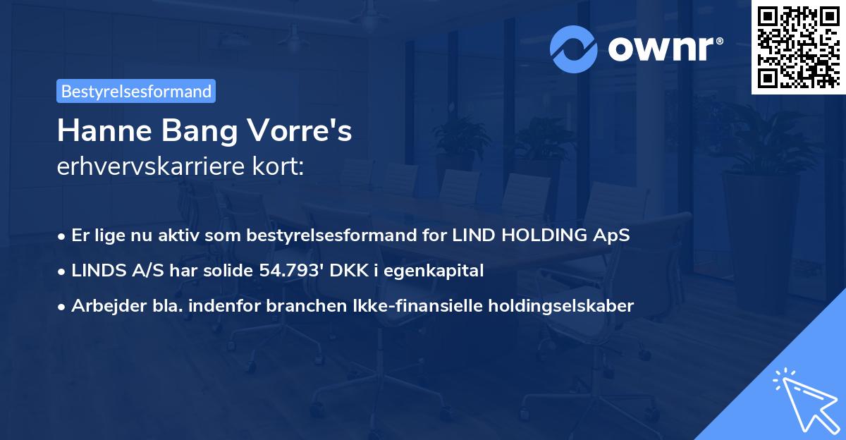 Hanne Bang Vorre's erhvervskarriere kort