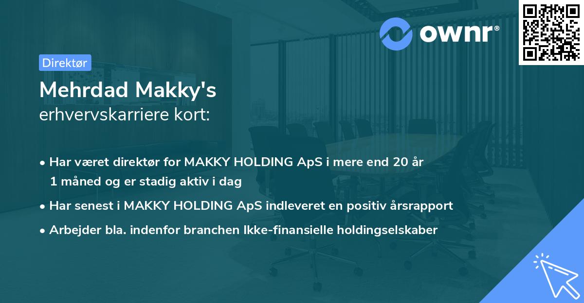 Mehrdad Makky's erhvervskarriere kort