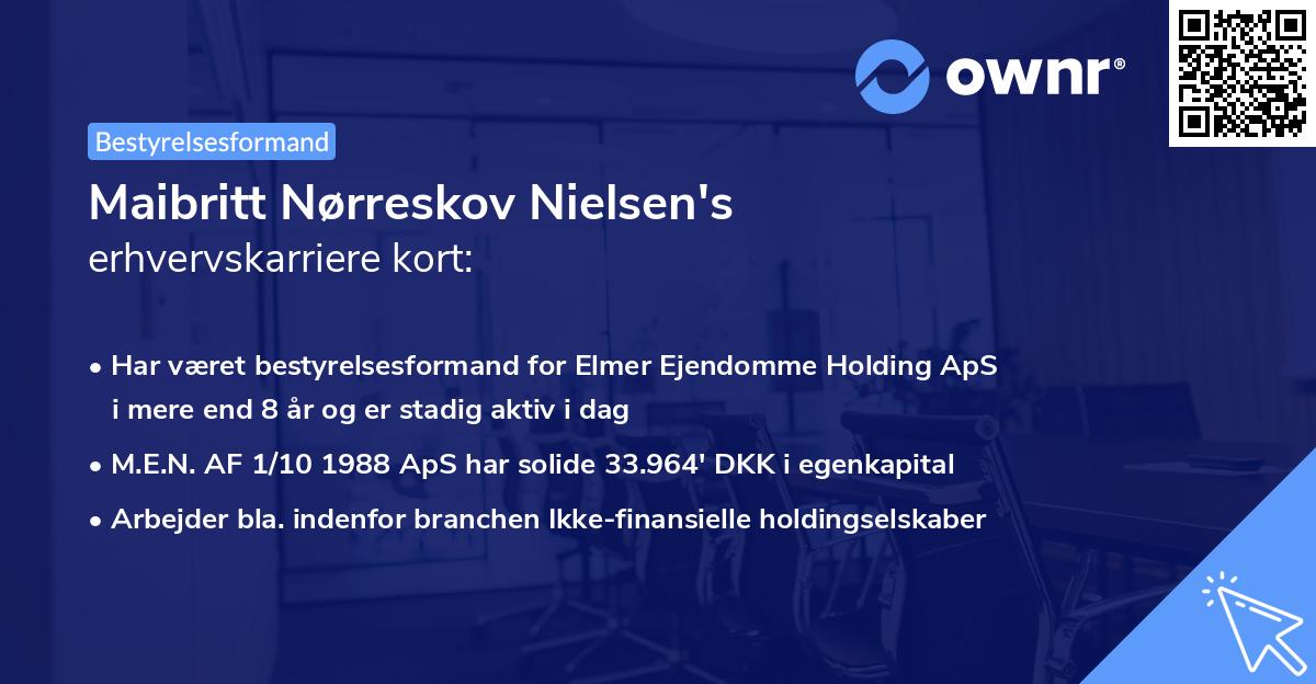 Maibritt Nørreskov Nielsen's erhvervskarriere kort
