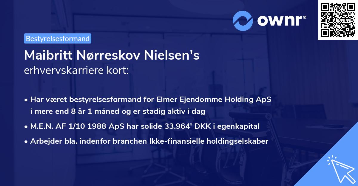 Maibritt Nørreskov Nielsen's erhvervskarriere kort
