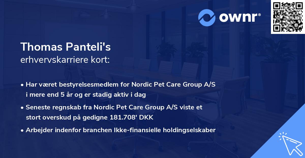 Thomas Panteli's erhvervskarriere kort