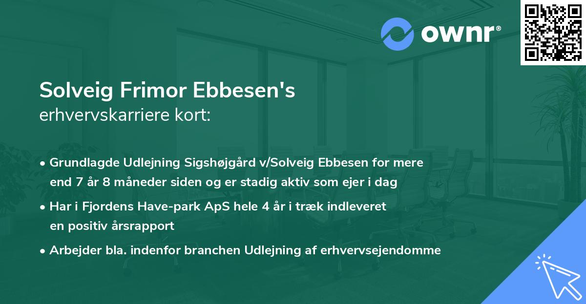 Solveig Frimor Ebbesen's erhvervskarriere kort