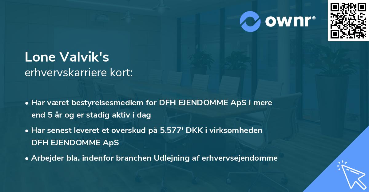 Lone Valvik's erhvervskarriere kort