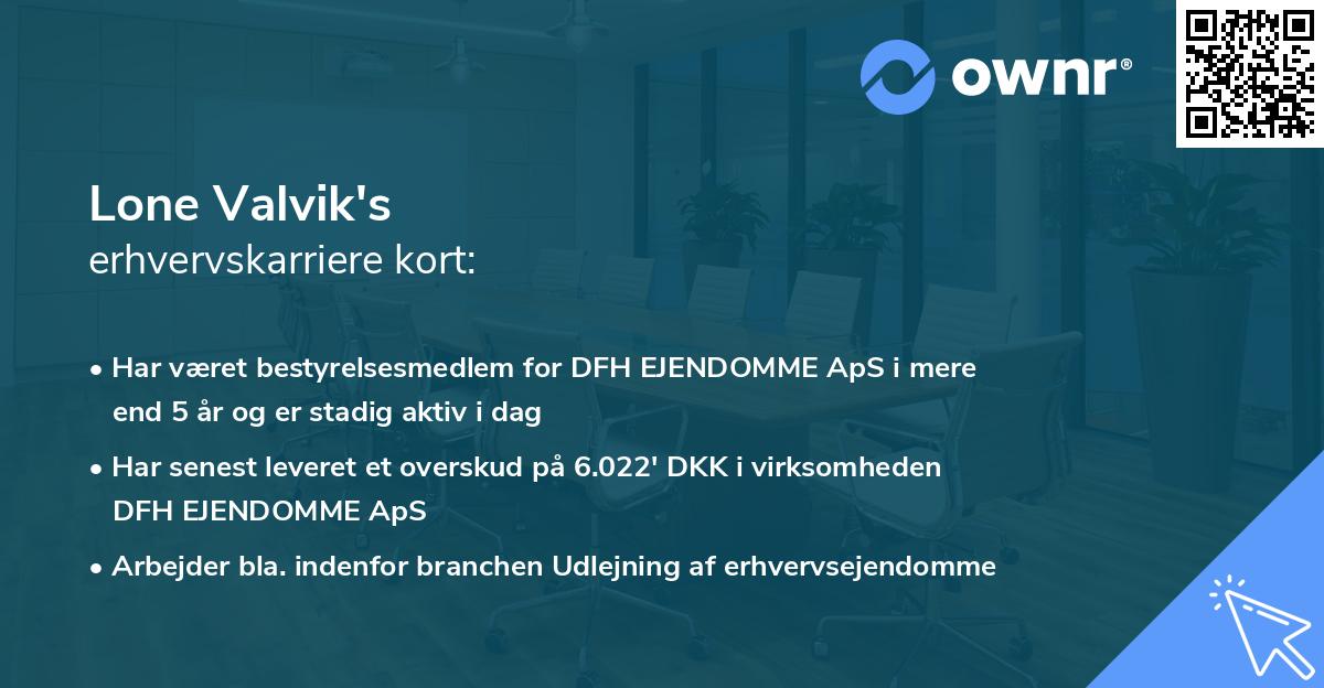 Lone Valvik's erhvervskarriere kort