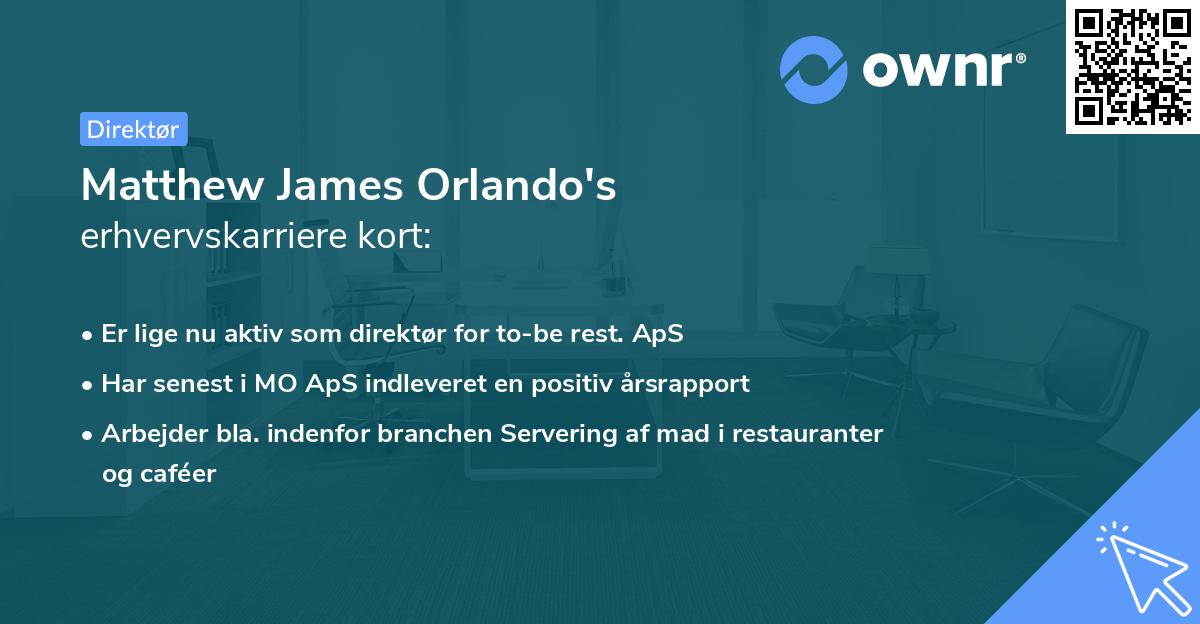 Matthew James Orlando's erhvervskarriere kort
