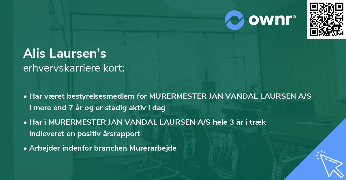 Alis Laursen's erhvervskarriere kort
