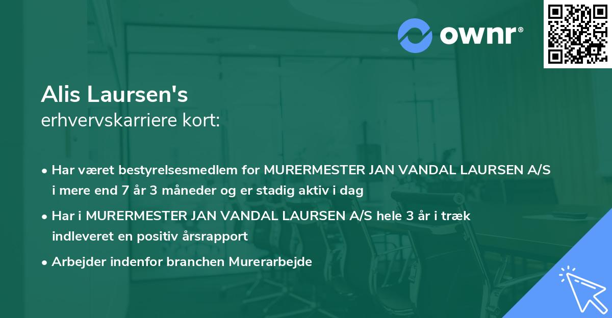 Alis Laursen's erhvervskarriere kort