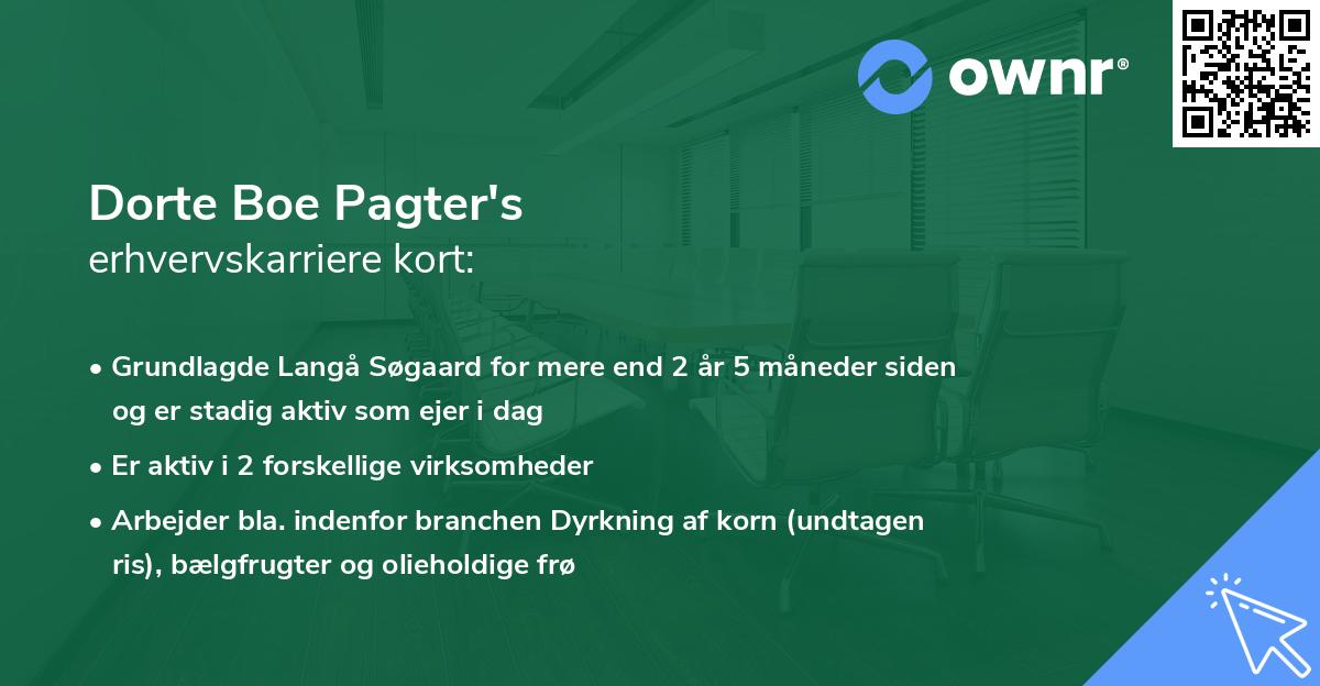Dorte Boe Pagter's erhvervskarriere kort