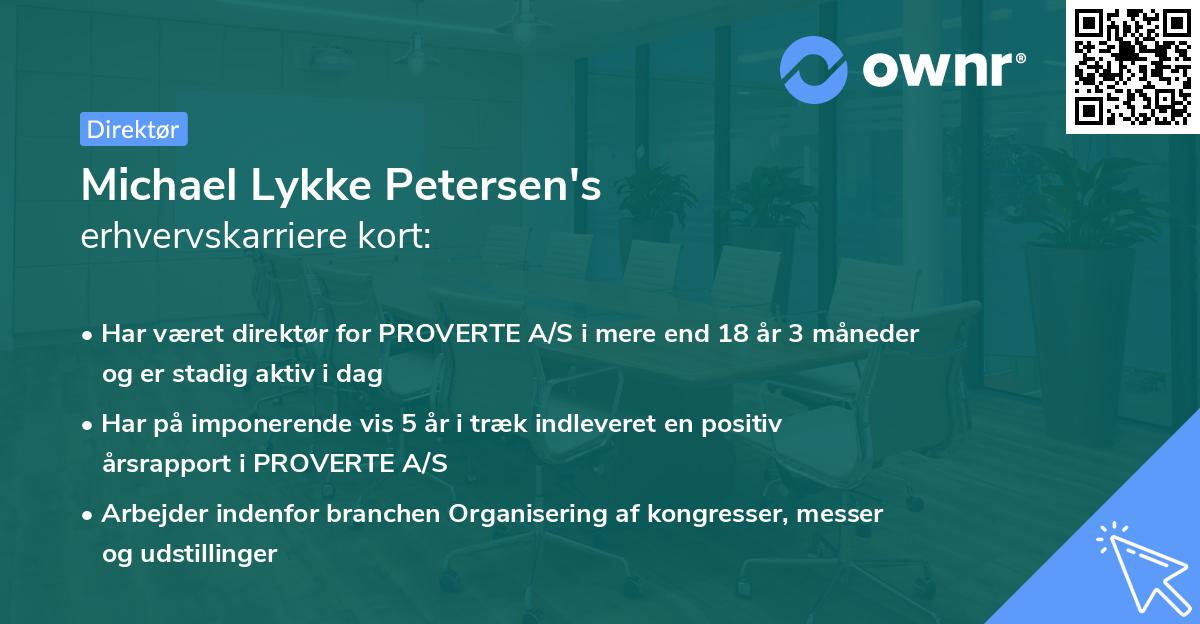 Michael Lykke Petersen's erhvervskarriere kort