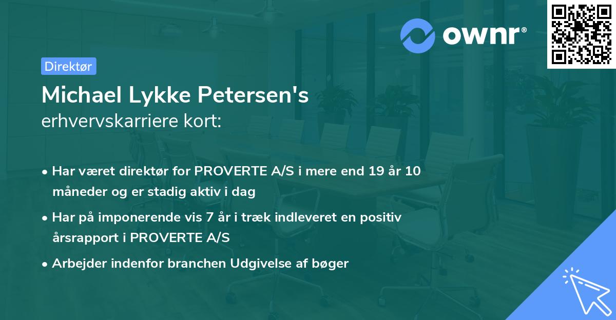 Michael Lykke Petersen's erhvervskarriere kort