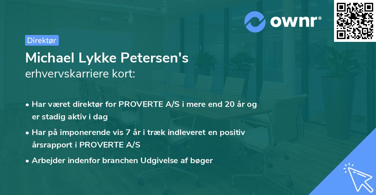 Michael Lykke Petersen's erhvervskarriere kort