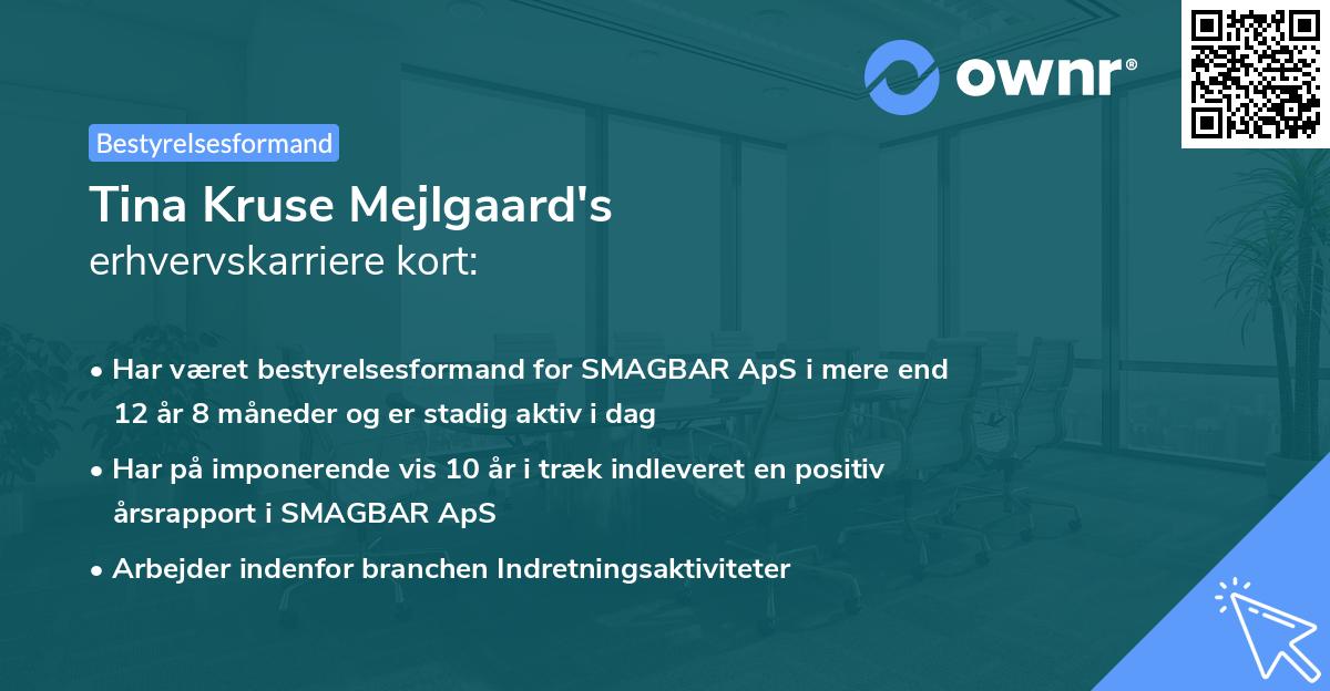 Tina Kruse Mejlgaard's erhvervskarriere kort