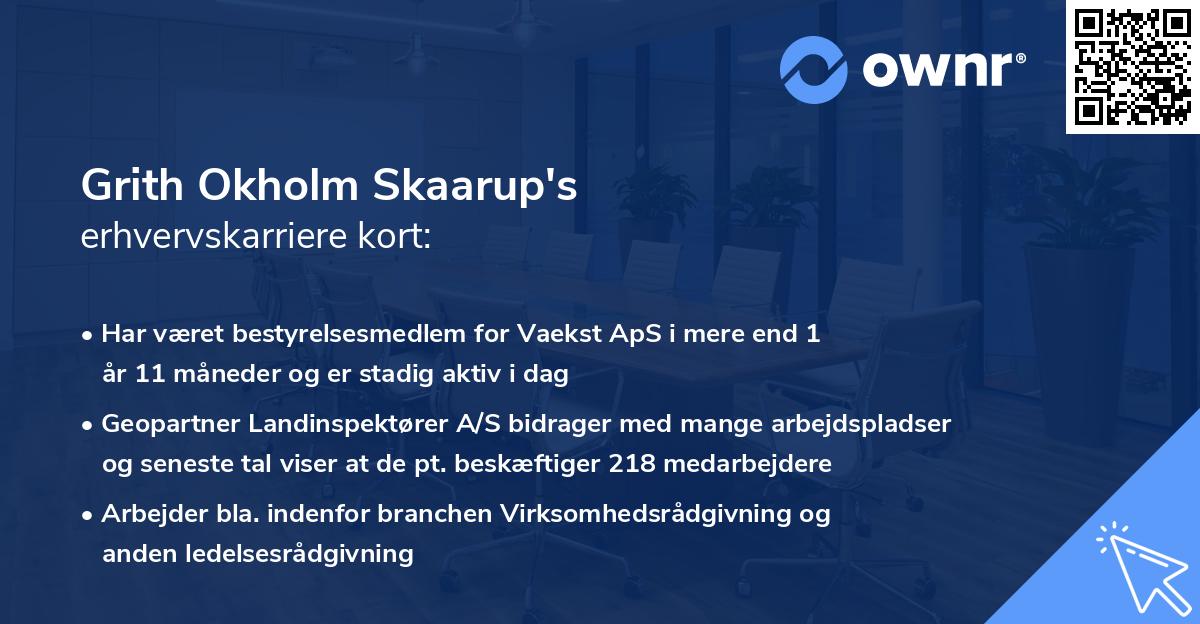 Grith Okholm Skaarup's erhvervskarriere kort