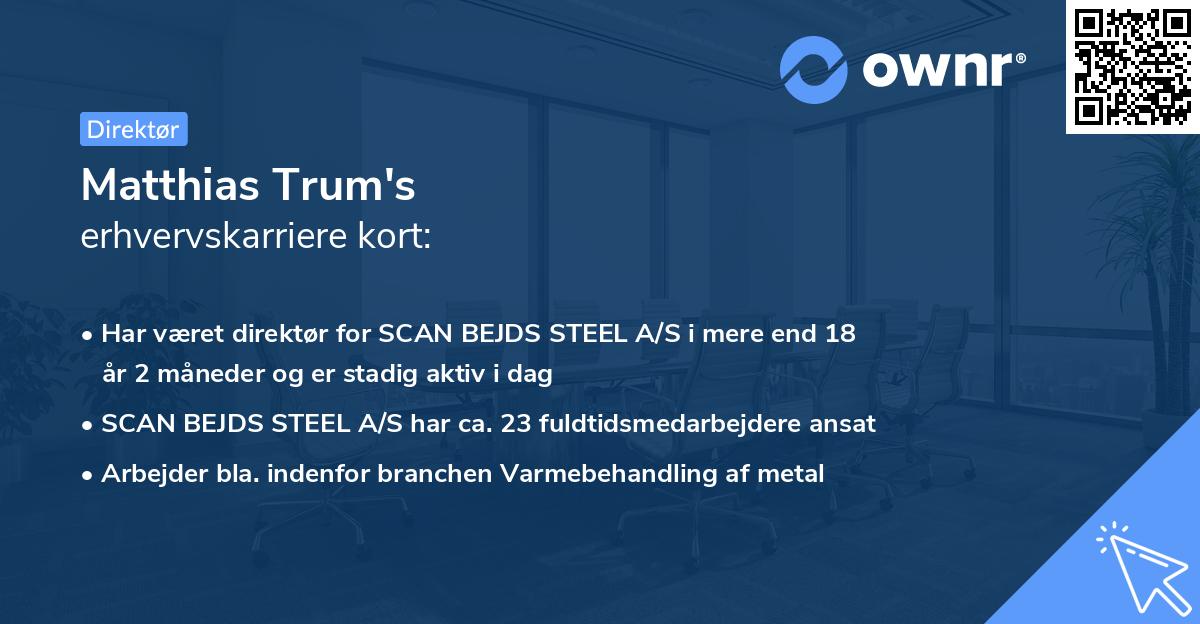 Matthias Trum's erhvervskarriere kort