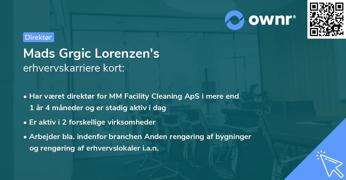 Mads Grgic Lorenzen's erhvervskarriere kort