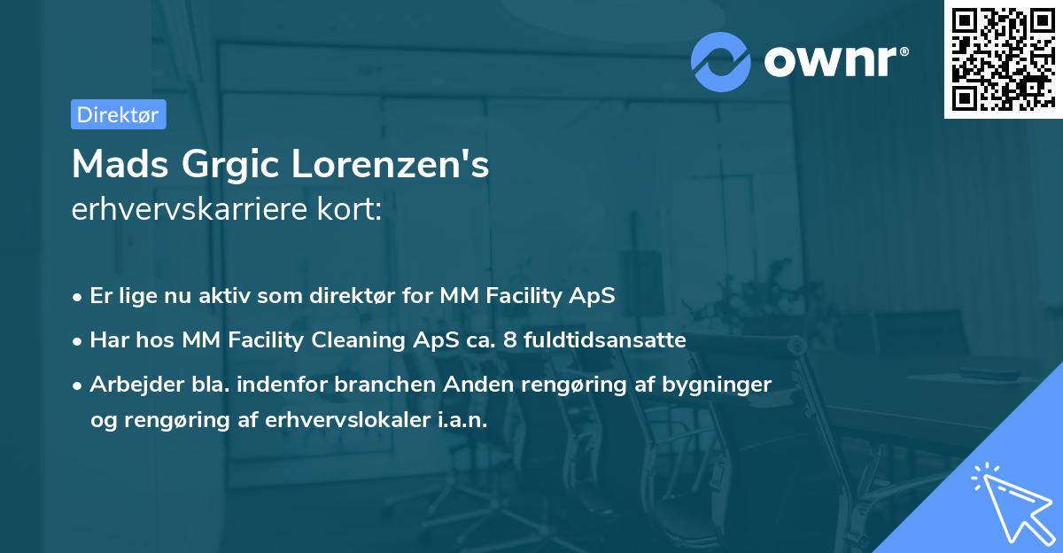 Mads Grgic Lorenzen's erhvervskarriere kort