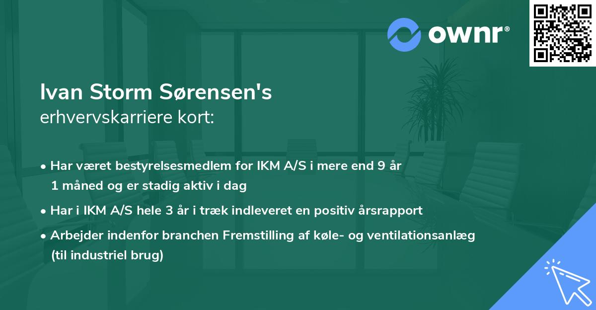 Ivan Storm Sørensen's erhvervskarriere kort