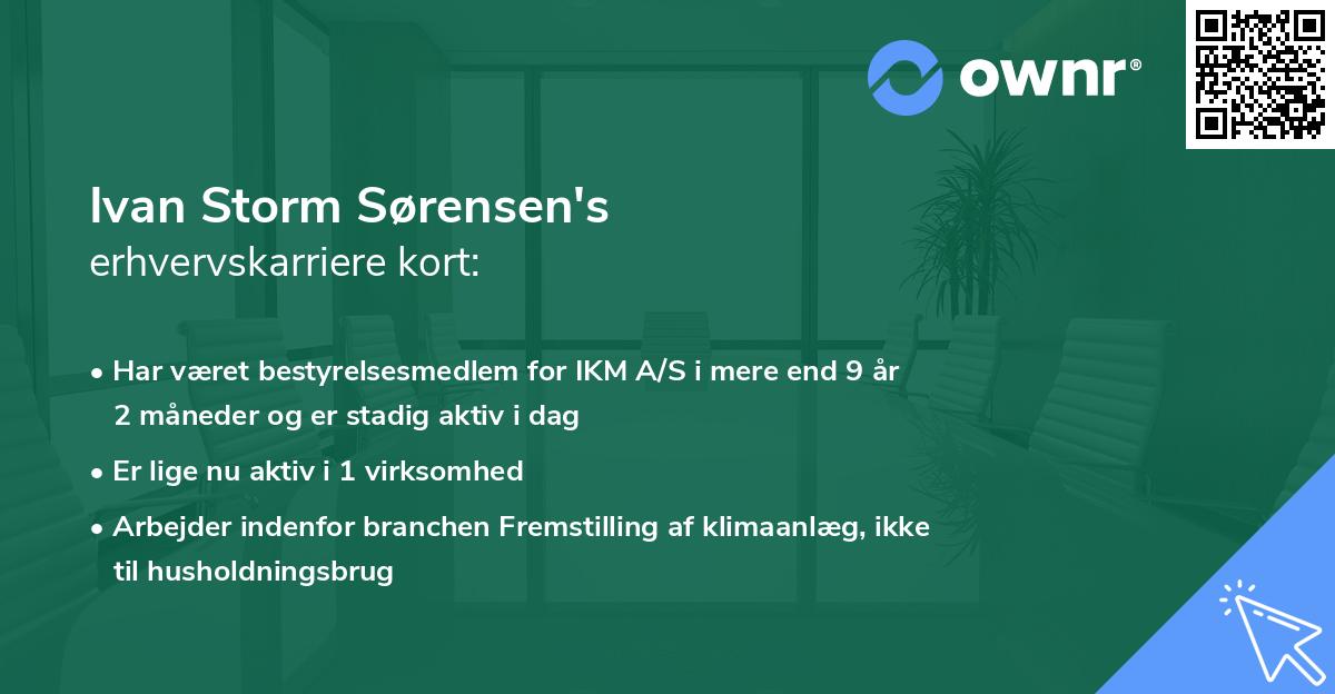 Ivan Storm Sørensen's erhvervskarriere kort