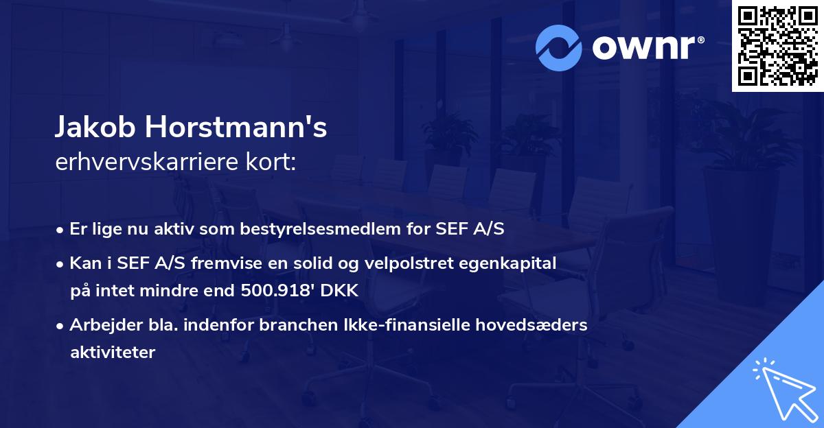 Jakob Horstmann's erhvervskarriere kort