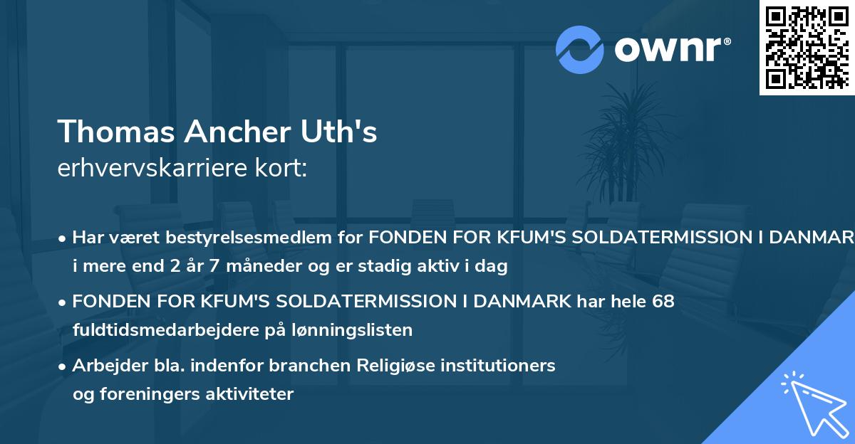 Thomas Ancher Uth's erhvervskarriere kort